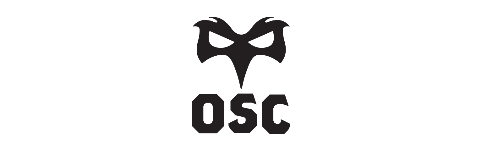 Ospreys Supporters Club Logo- An Osprey mask with OSC printed below