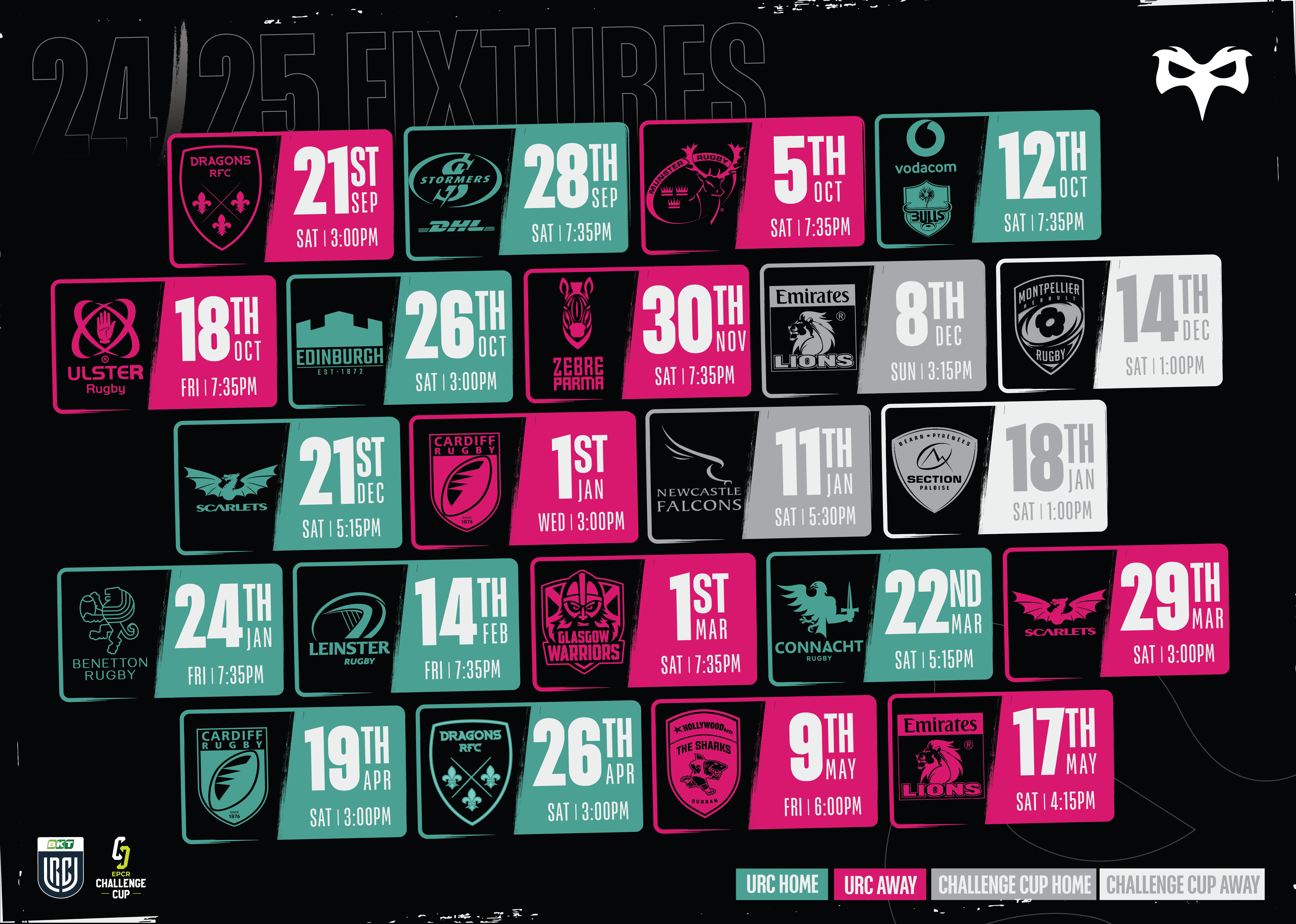 24/25 Ospreys Fixtures