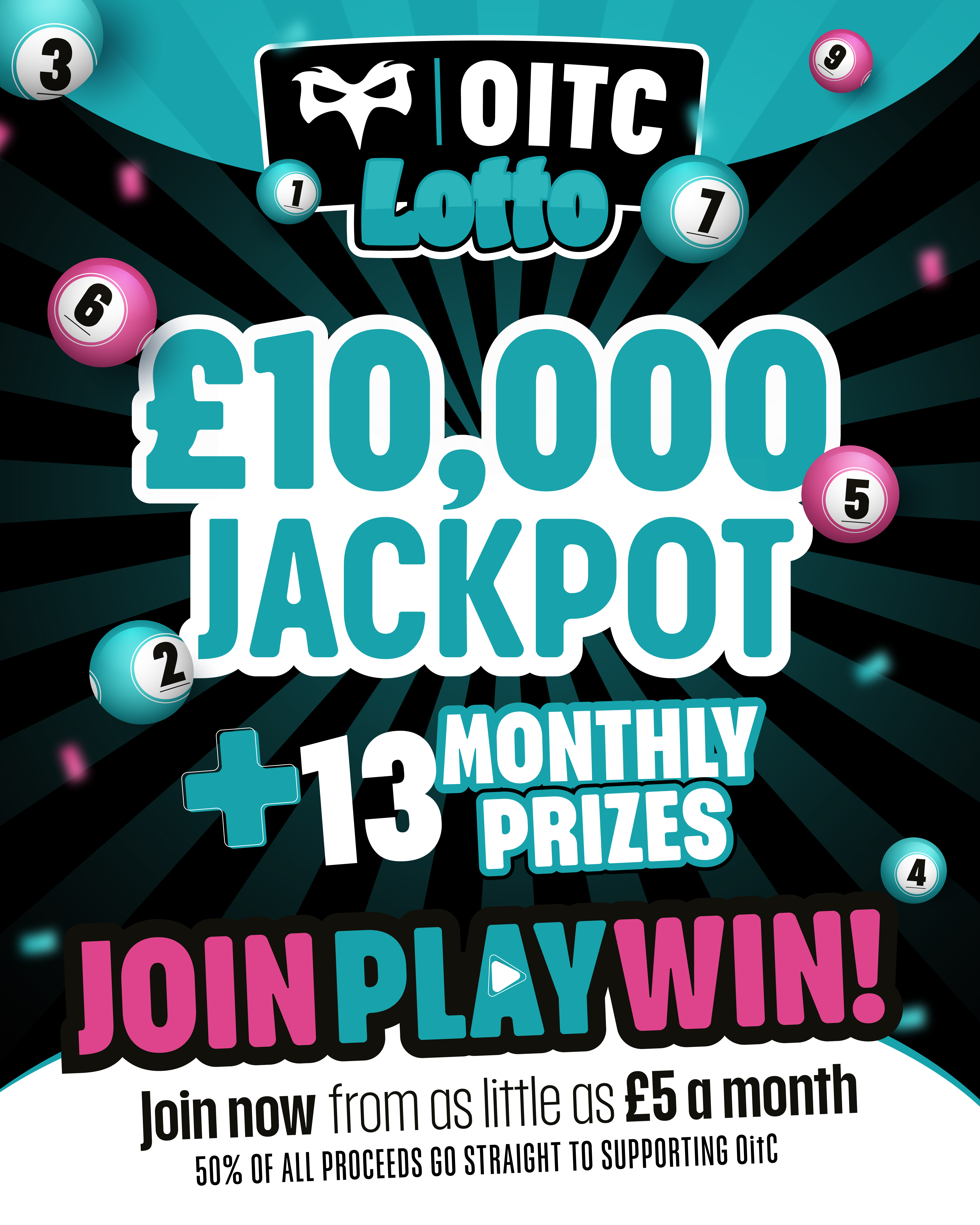 10k Jackpot and 13 monthly prizes