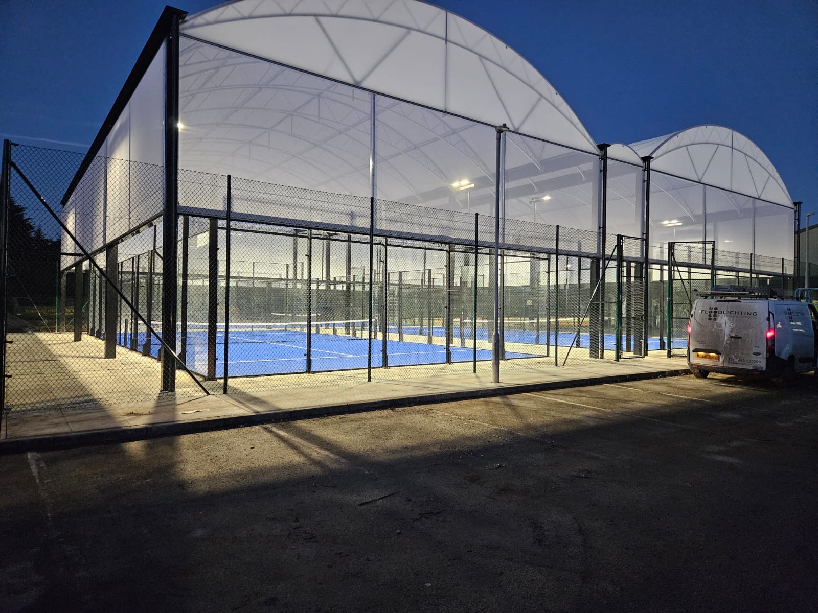 Floodlighting and Electrical light up the tennis and padel centre in Wrexham 