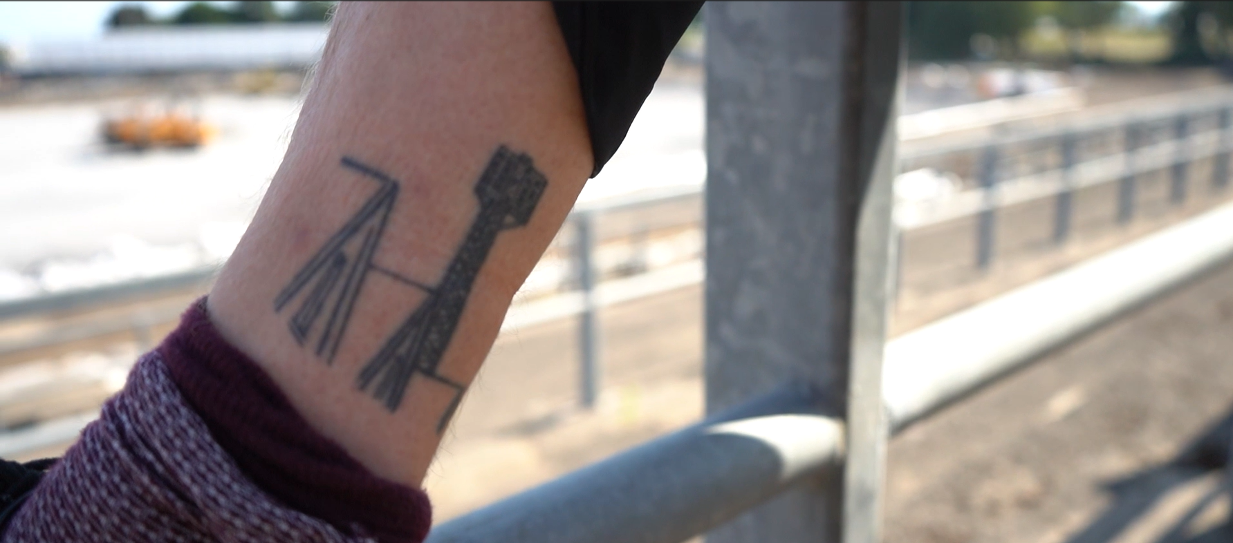 Max's tattoo of the iconic St Helen's floodlight