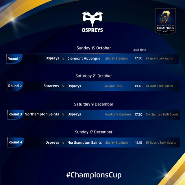 ospreys fixtures