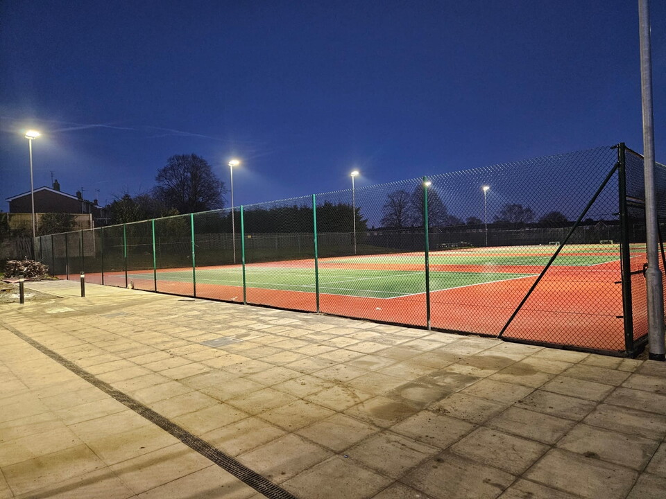 Floodlighting and Electrical light up the tennis and padel centre in Wrexham 