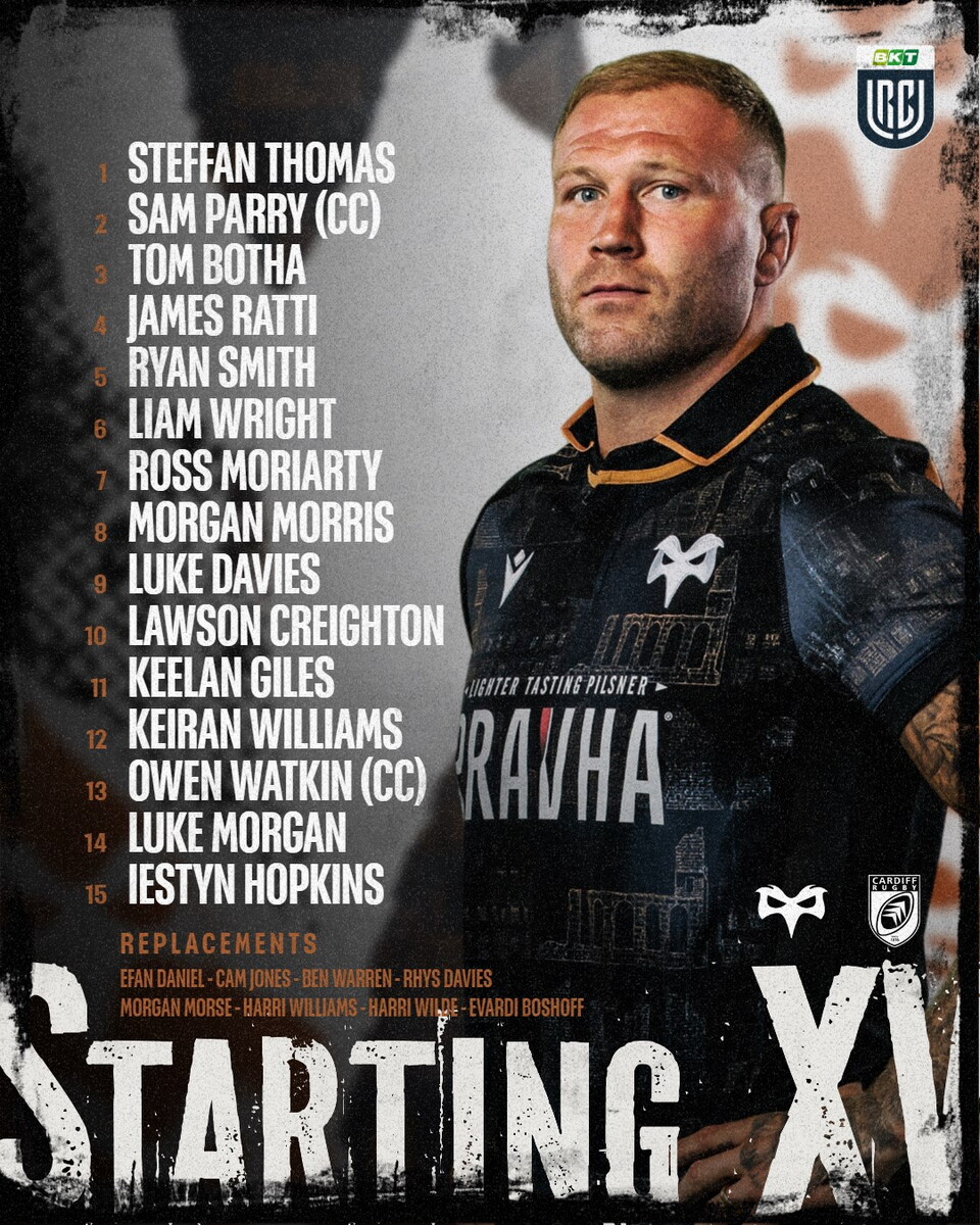 Ospreys vs Cardiff teamsheet