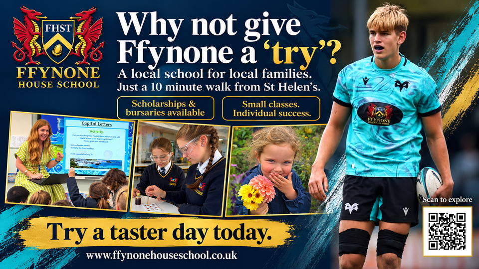 Ffynone House school Ospreys 2627 matchday programme ad 