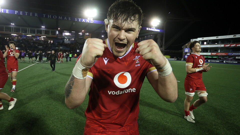 Dan Gemine celebrates a win at Rodney Parade