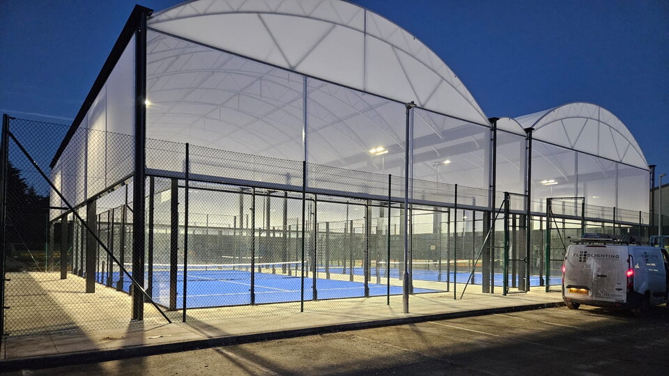 Floodlighting and Electrical light up the tennis and padel centre in Wrexham 