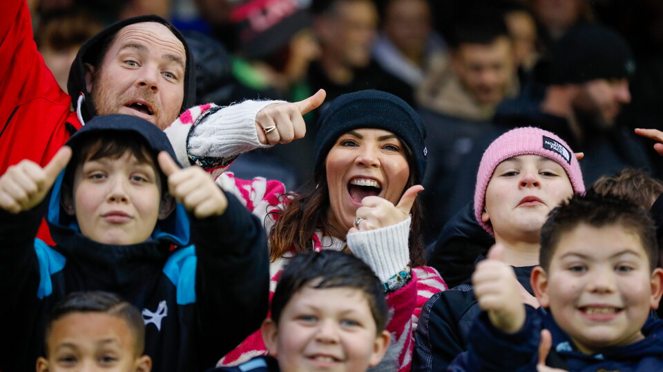 Fans at Brewery Field, Bridgend 