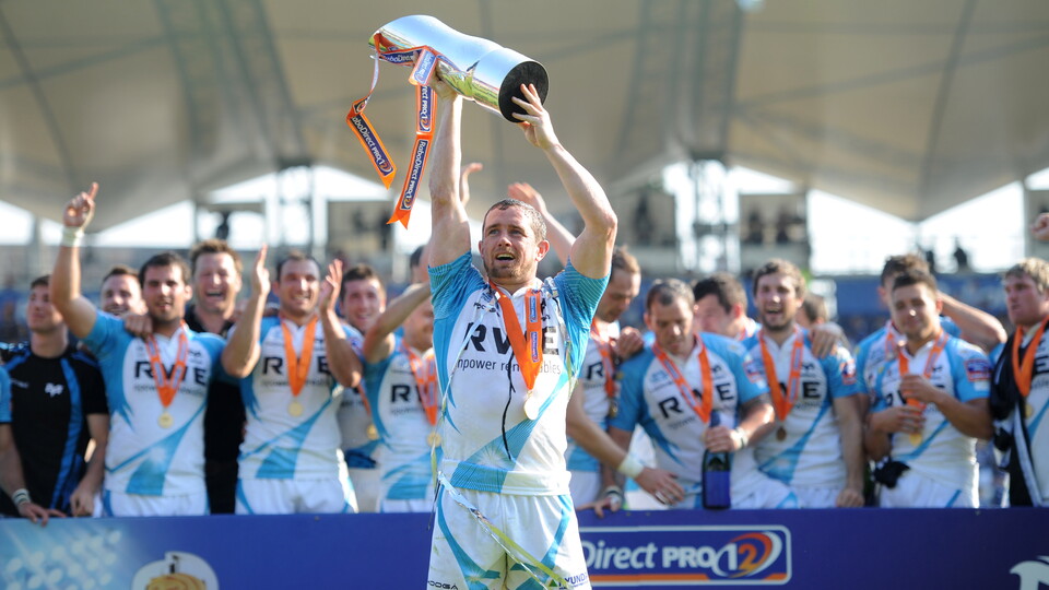 Ospreys lift the PRO12 trophy after victory over Leinster in Dublin 