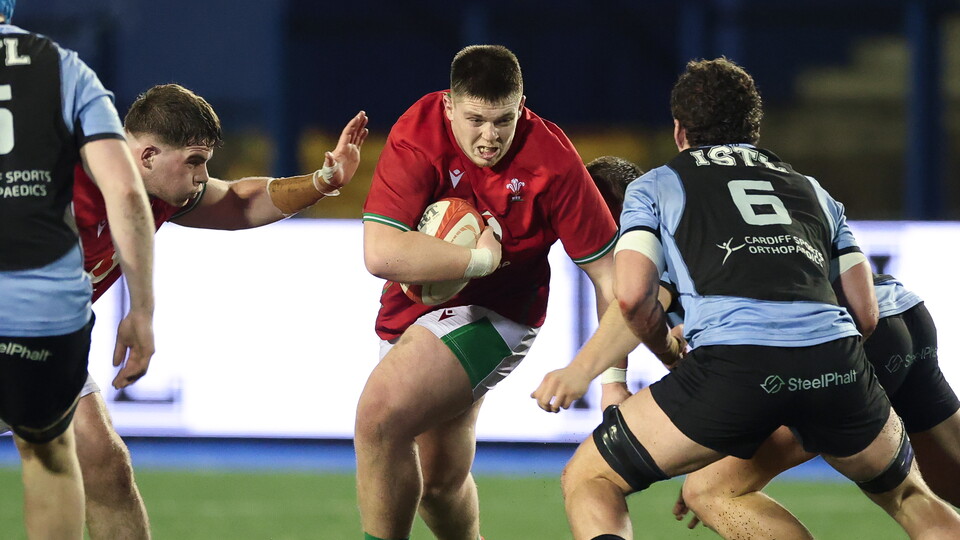 Dylan James on the charge for Wales u20s