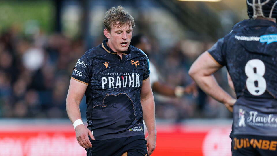 Jac Morgan on the pitch for Ospreys at the electric Brewery Field in Bridgend 