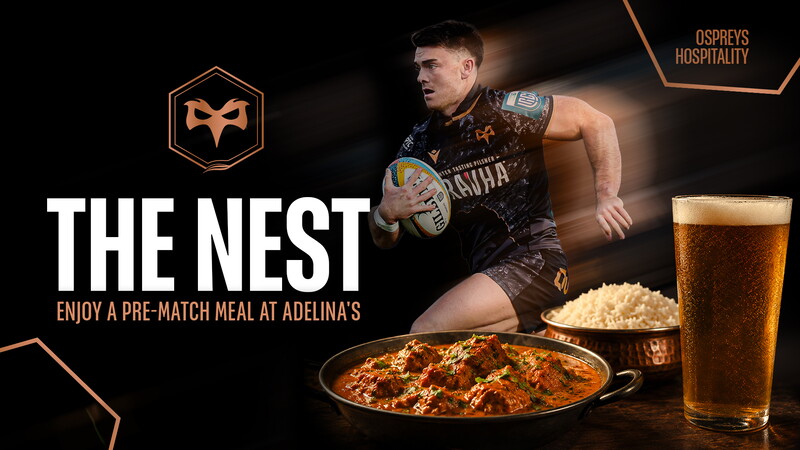 The Nest Hsopitality Paclage at Ospreys Rugby: Enjoy a pre-match curry at Adelina's