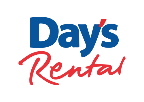 Days Rental log in red and blue