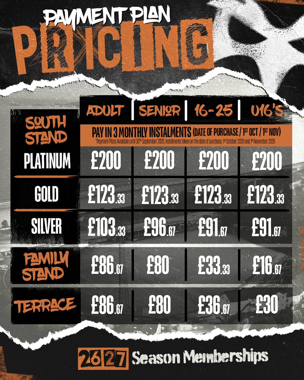 2627 season memberships pricing plans
